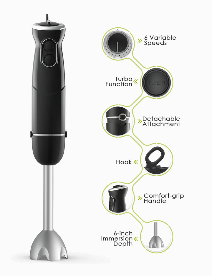 Portable Stainless Steel Electric Hand Blender 500W 6-Speeds 3-in-1-Devices You Love