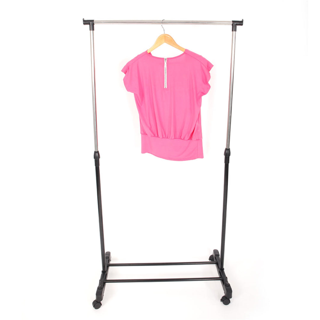 Stretchable Single-Bar Clothes Rack with Shoe Shelf, Stainless Steel, Space-Saving, Indoor/Outdoor Use