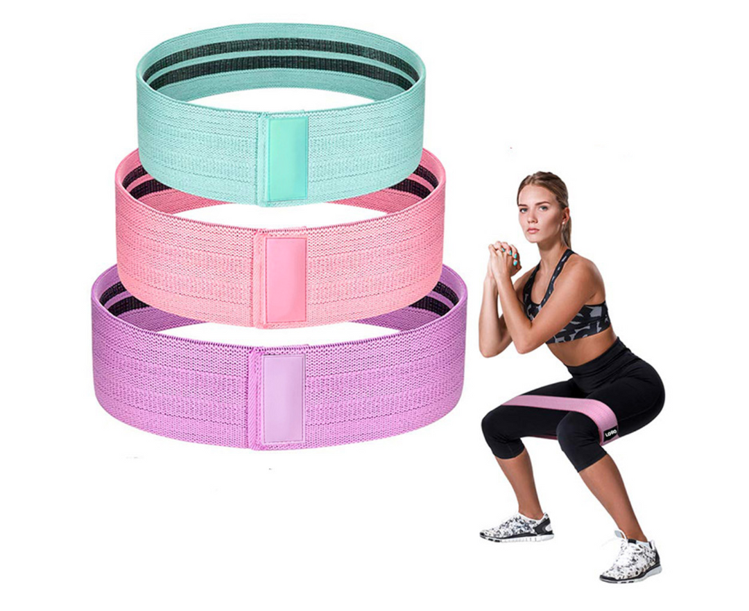 3 Set Fabric Resistance Bands for Hip Glute Squats Lunges, Breathable, Non-Slip