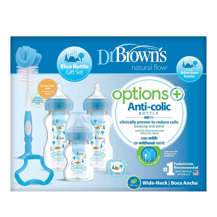 Anti-Colic Baby Bottle Gift Set Options+ - Breast-like Teat, Wind-Reducing, Blue
