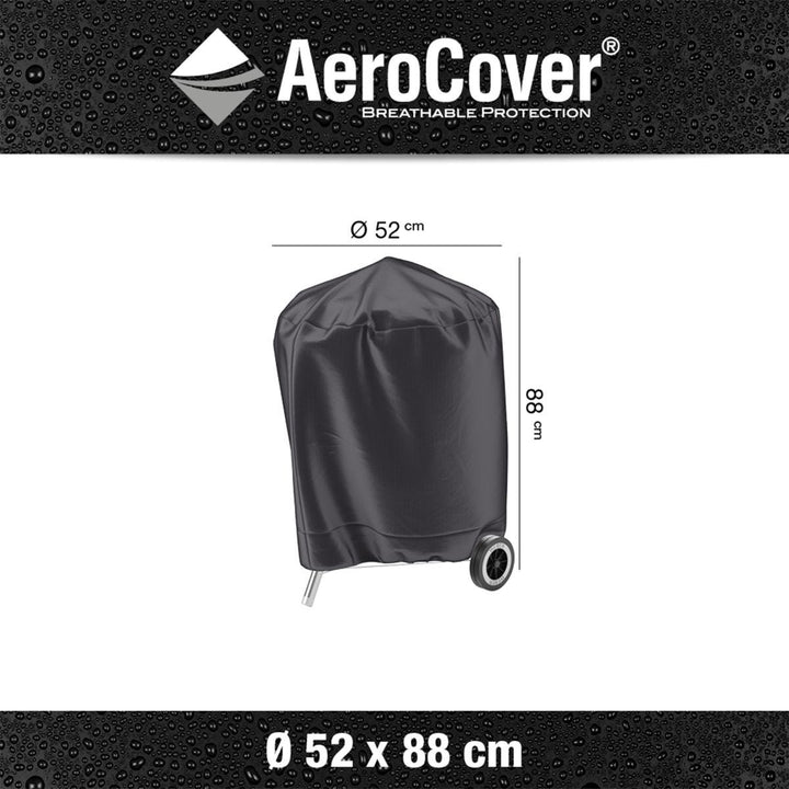 Breathable Aerocover Round BBQ Cover 52x88cm, Waterproof, Lightweight, Ripstop Polyester, Rain & Dirt Protection, Black