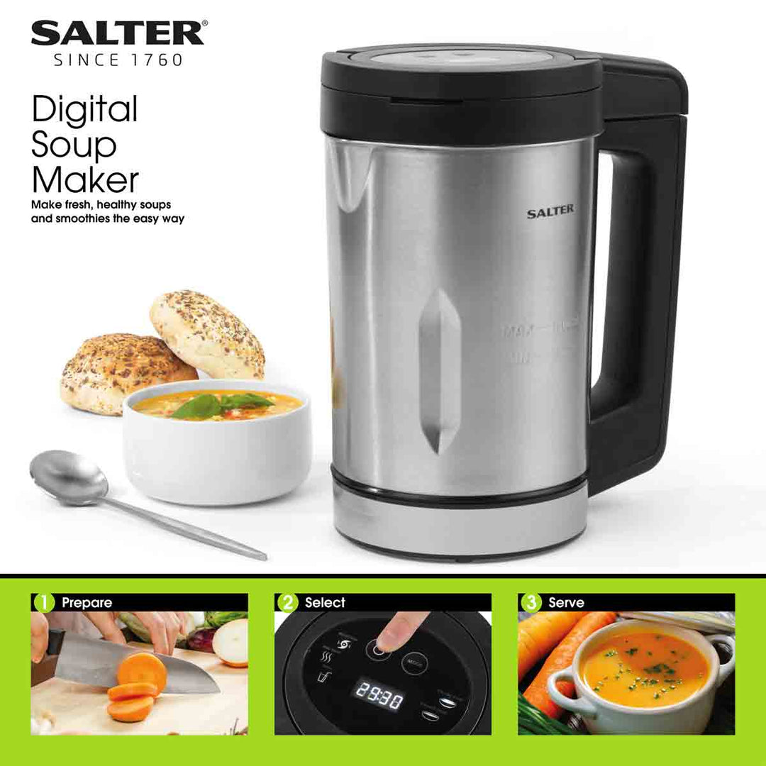 900W Electric Soup Maker with Digital Control Panel & 1.6L Stainless Steel Jug