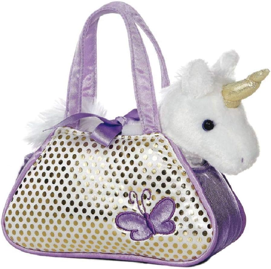 Aurora Fancy Pal Unicorn Pet Carrier - Cuddly Plush Purple/White Toy, Perfect for Kids, Suitable from Birth