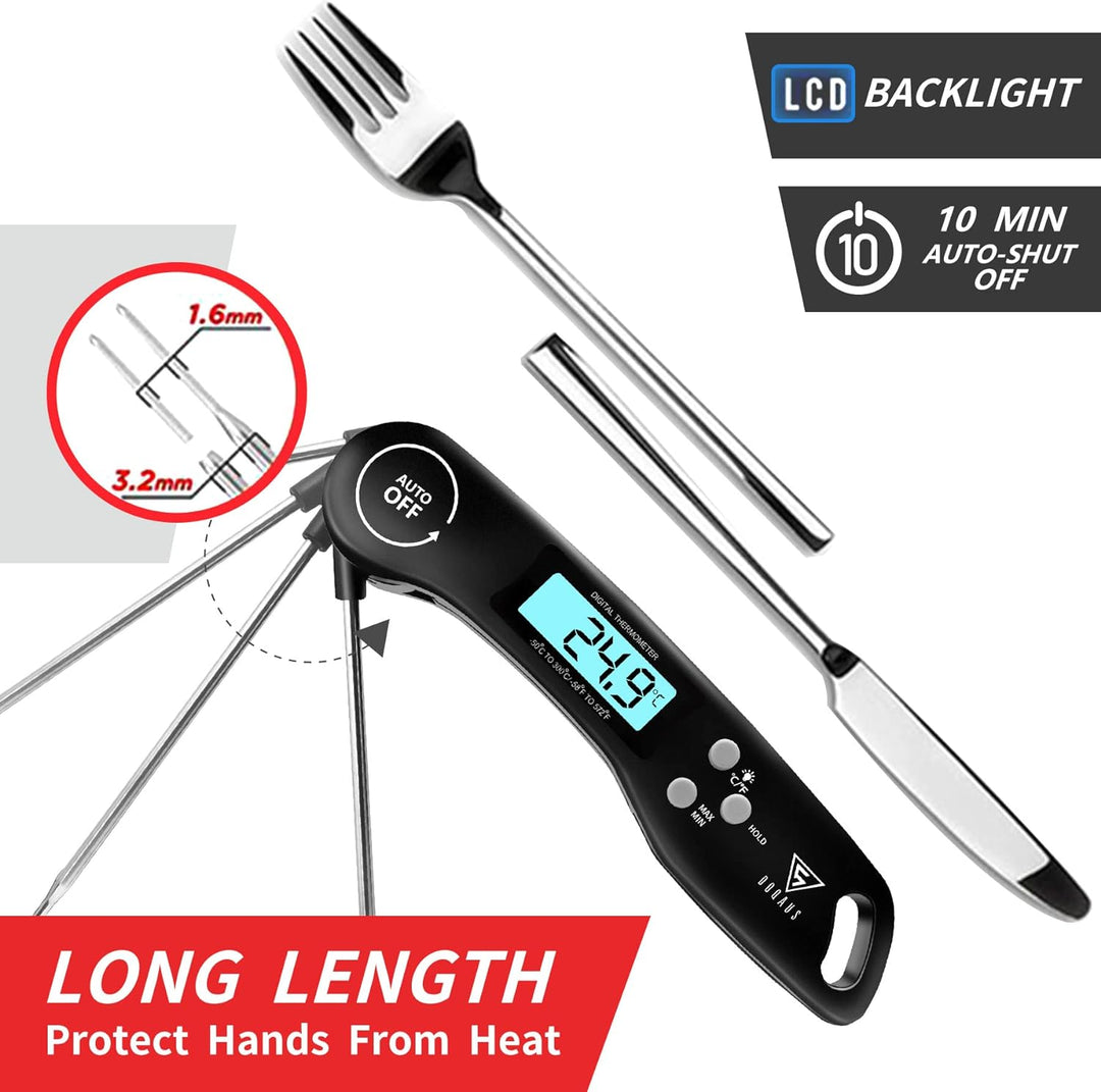 DOQAUS Instant Read Digital Meat Thermometer with Backlight, Ultra Fast, Auto On/Off Feature