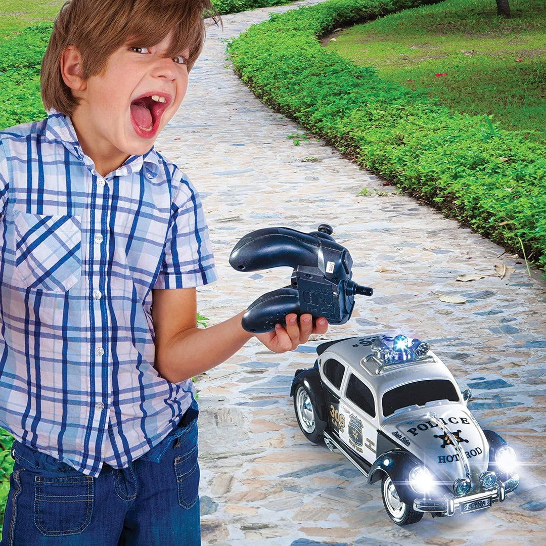 1:16 Scale RC Police Car with Lights & Sirens, Easy Control, Durable, Rubber Tires - For Kids 5+ Years