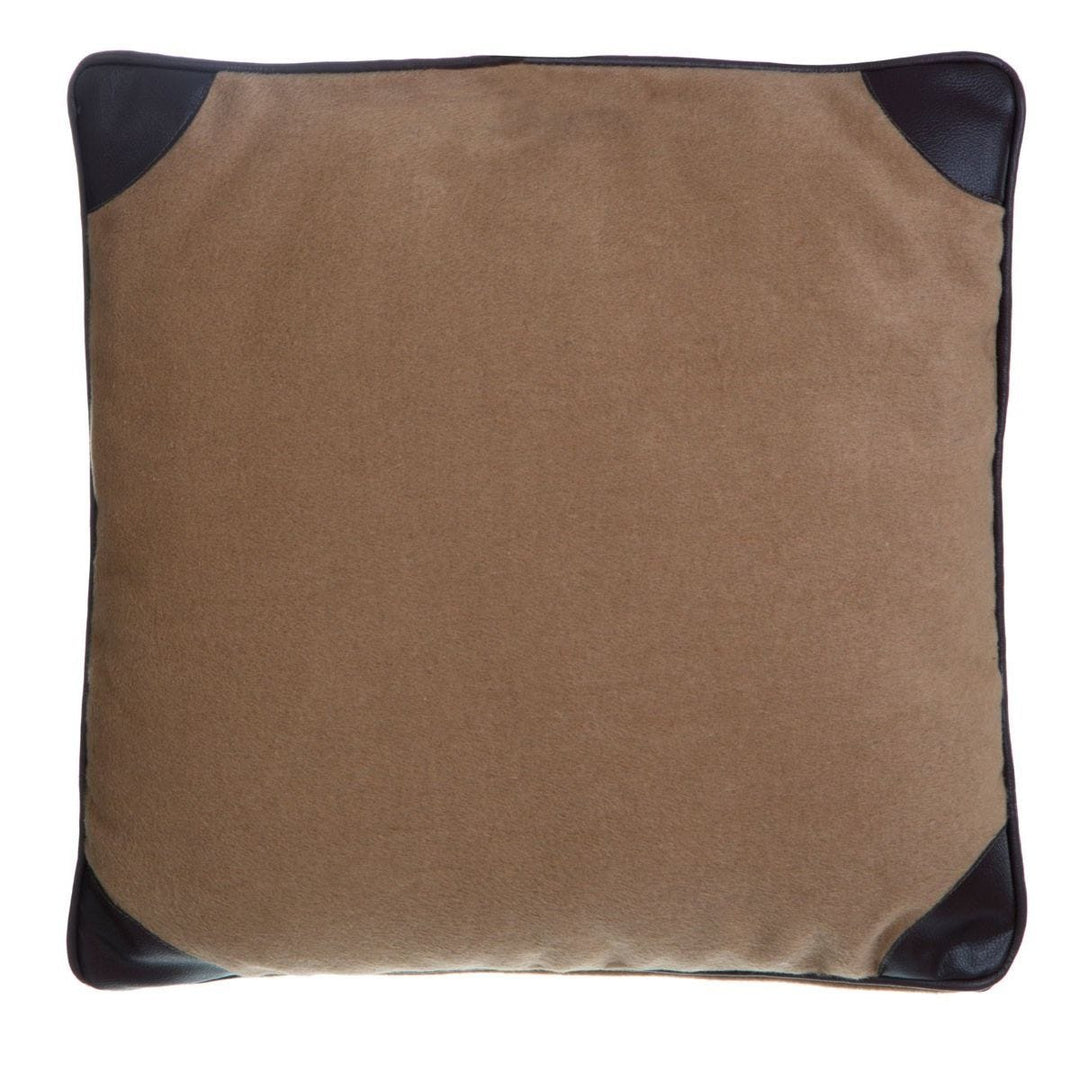 Chic Beige Premier Housewares Cushion, Leather Effect, Soft Acrylic/Polyester, 45x45cm