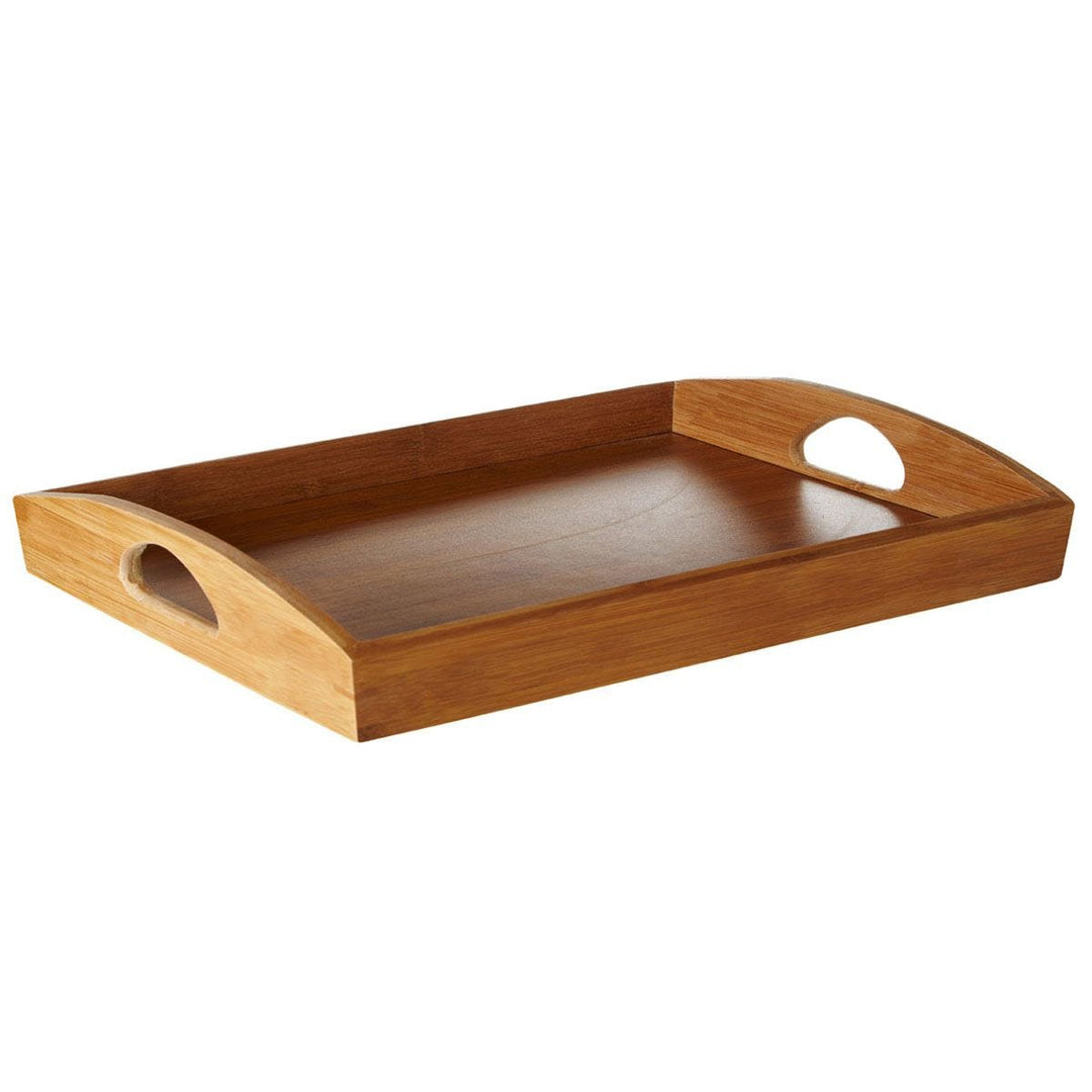 Bamboo Serving Tray with Handles, Eco-friendly, Spacious for Food & Drink Serving, Natural Wood Colour