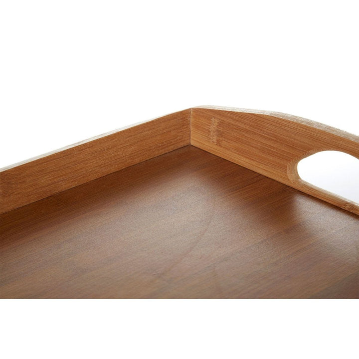 Bamboo Serving Tray with Handles, Eco-friendly, Spacious for Food & Drink Serving, Natural Wood Colour